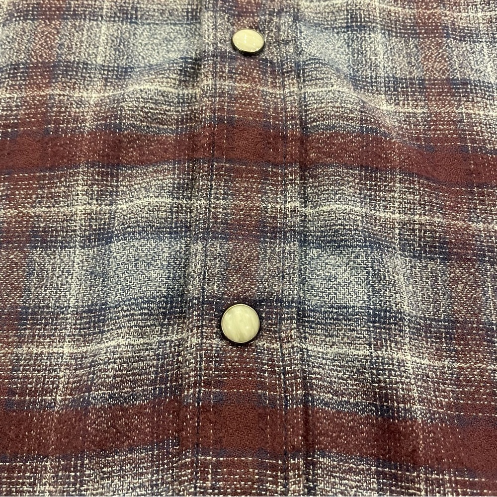32 Bar Blues 100% Cotton Plaid Pearl Snap Button Down Shirt Size Large - Picture 6 of 13